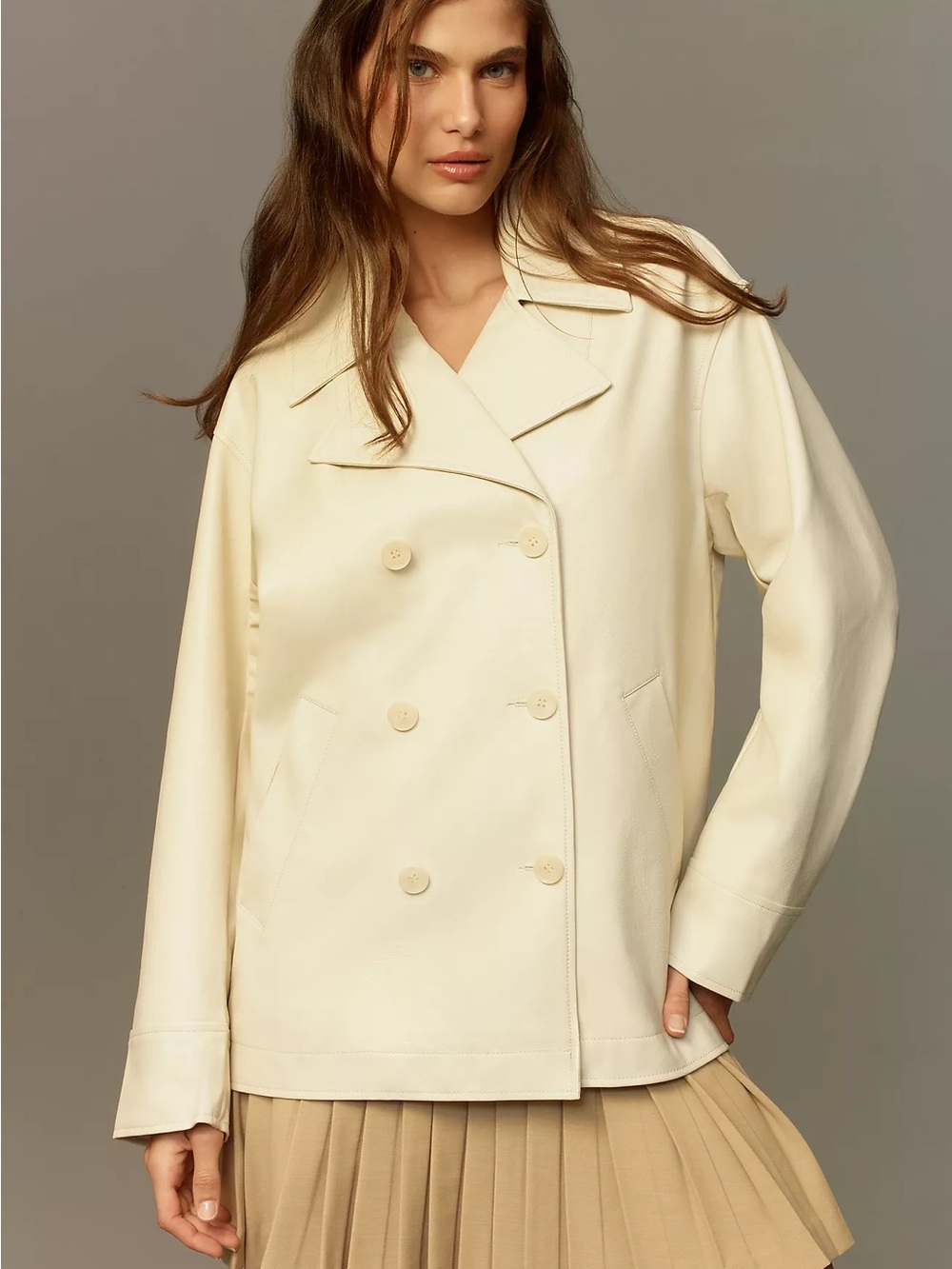 Maeve Faux-Leather Cocoon Blazer